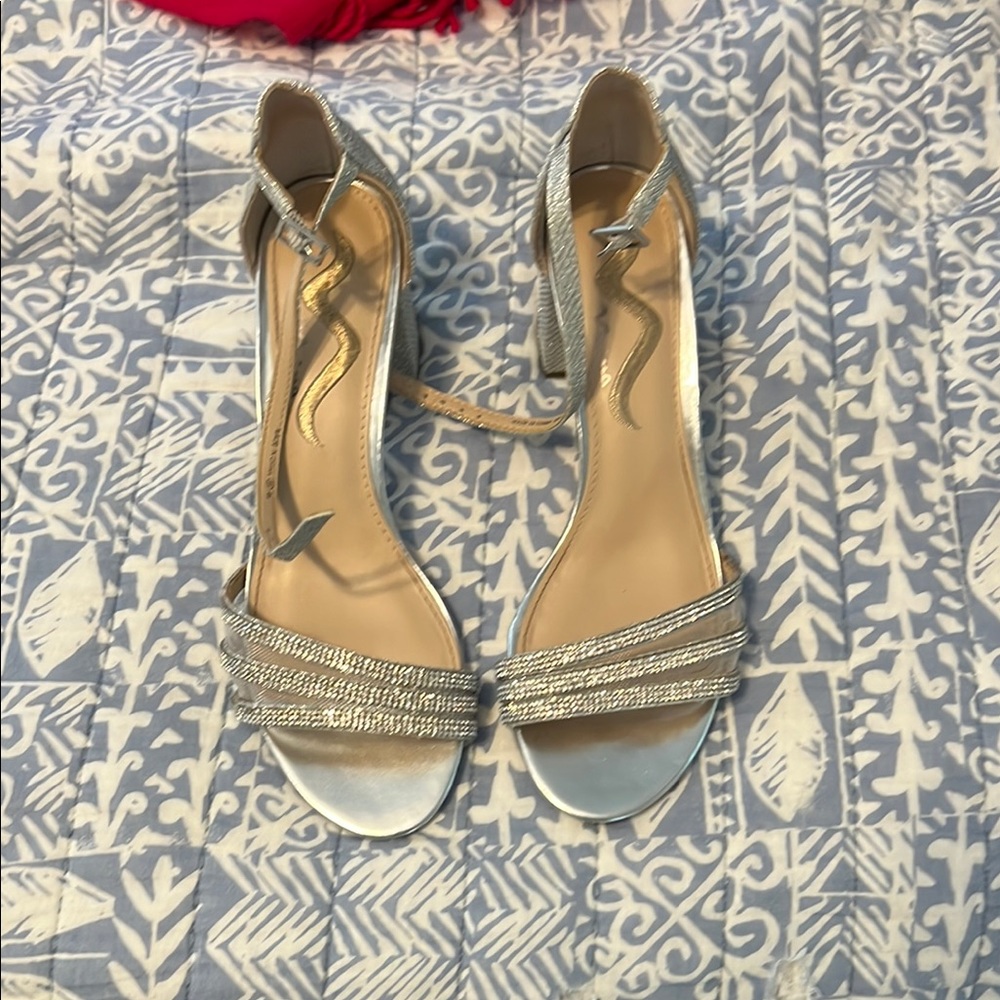Elegant Silver Strappy Women's Heels